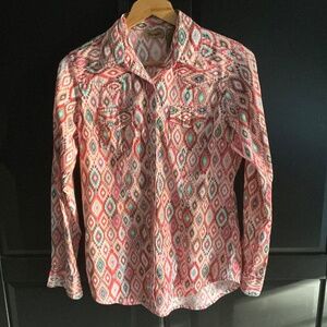 Wrangler Aztec print Pearl snap shirt